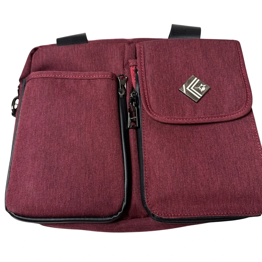 The KangaLife‎ Nylon Traveler Messenger Bag NEW RFID Wallet Bottle Pocket Red